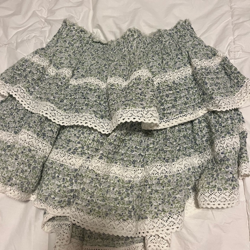 Green and blue ruffle mini